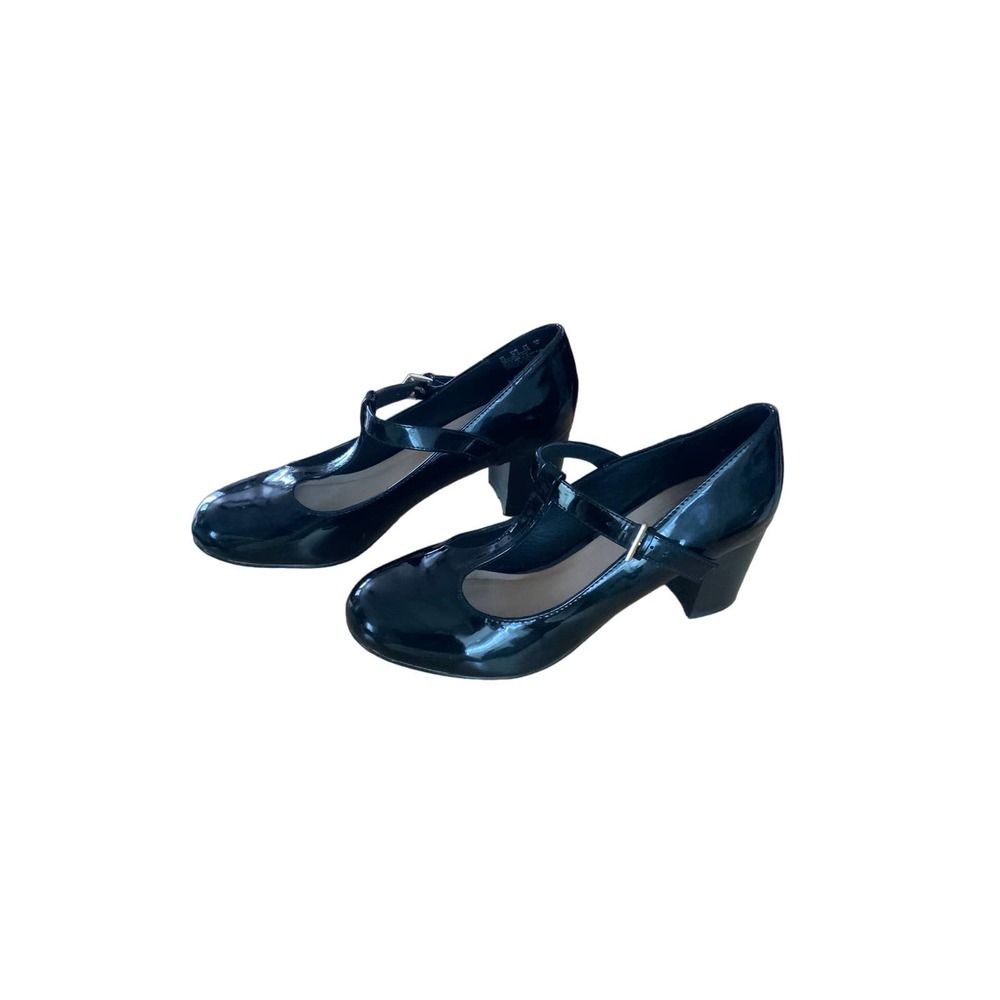 Mary Jane Hush Puppies  Patton, leather, Black Block Heels Size 7.5 Preowned - Picture 2 of 8